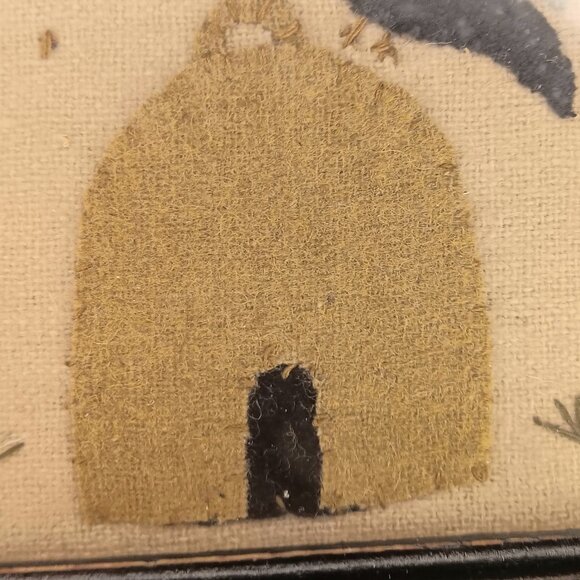 Colonial Primiitive Blackbirds Crows And Tree Needlework Applique Picture Art - Picture 9 of 10